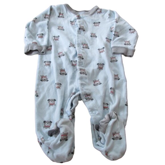 Carters‎ Just One You Boys Snap Up Footed Sleeper Size 9M Blue Puppy Dog Jammies - Picture 1 of 4
